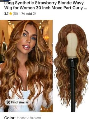 Long Wavy Synthetic Wig with Side Bangs - Copper Blonde Blend